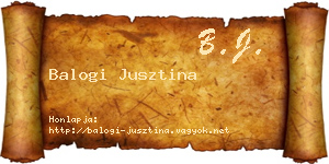 Balogi Jusztina névjegykártya